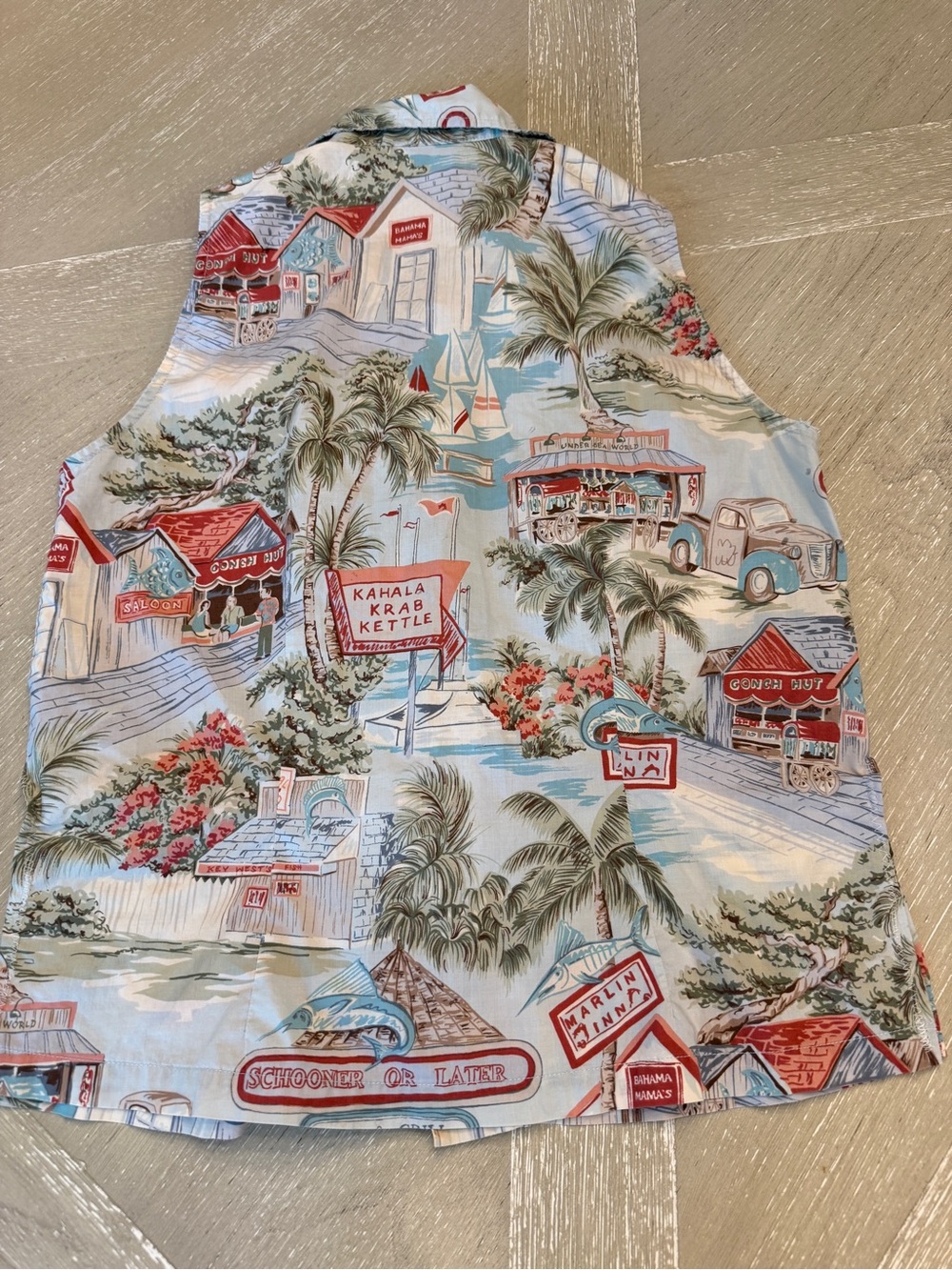 Sleeveless Vintage Tropical Beach Button-Front Tank Top Medium - Picture 12 of 12